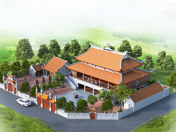 Mẫu nhà thờ họ 2 tầng NBS - 002 nhìn từ bên phải
